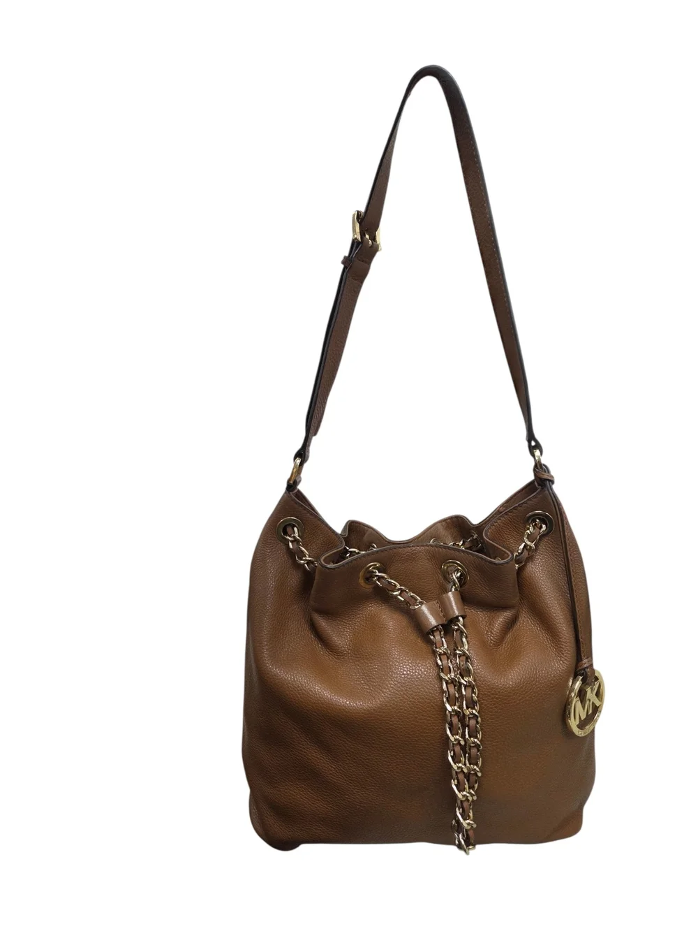 Michael Kors Frankie Cognac Pabbled Leather Shoulder Bag